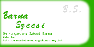 barna szecsi business card